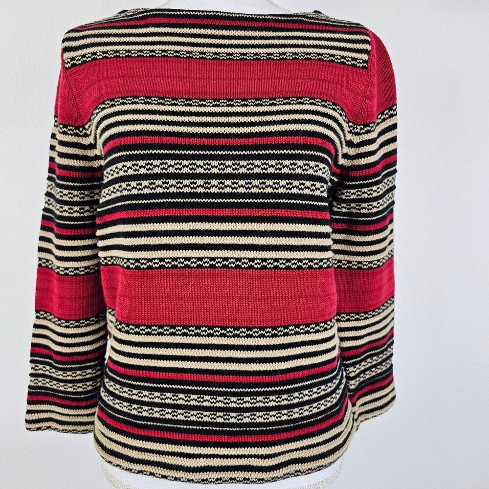 Ralph Lauren Sweater Womens Small Red Black White Fair Isle Native Stripe Knit